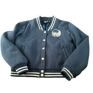Hell Bunny Wake Up Skull Bomber Jacket Color Teal White Ladies Size M UK12